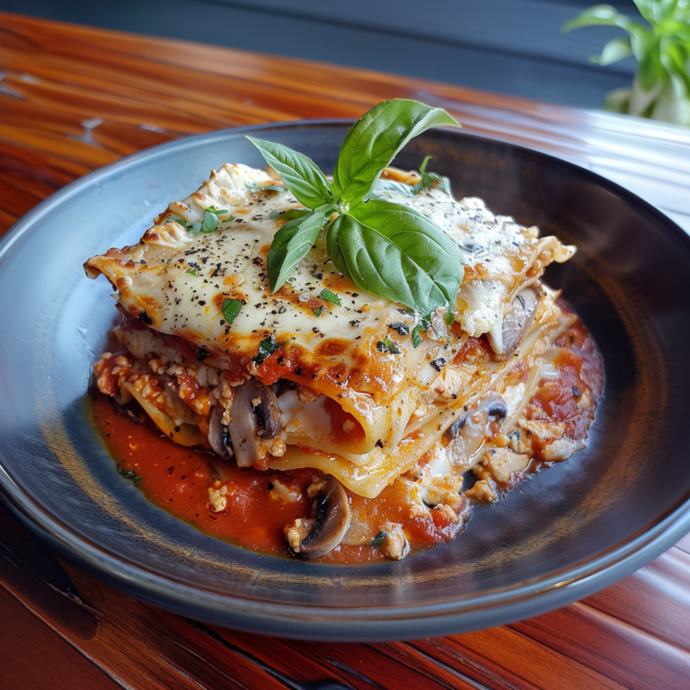 Лазанья с курицей и грибами