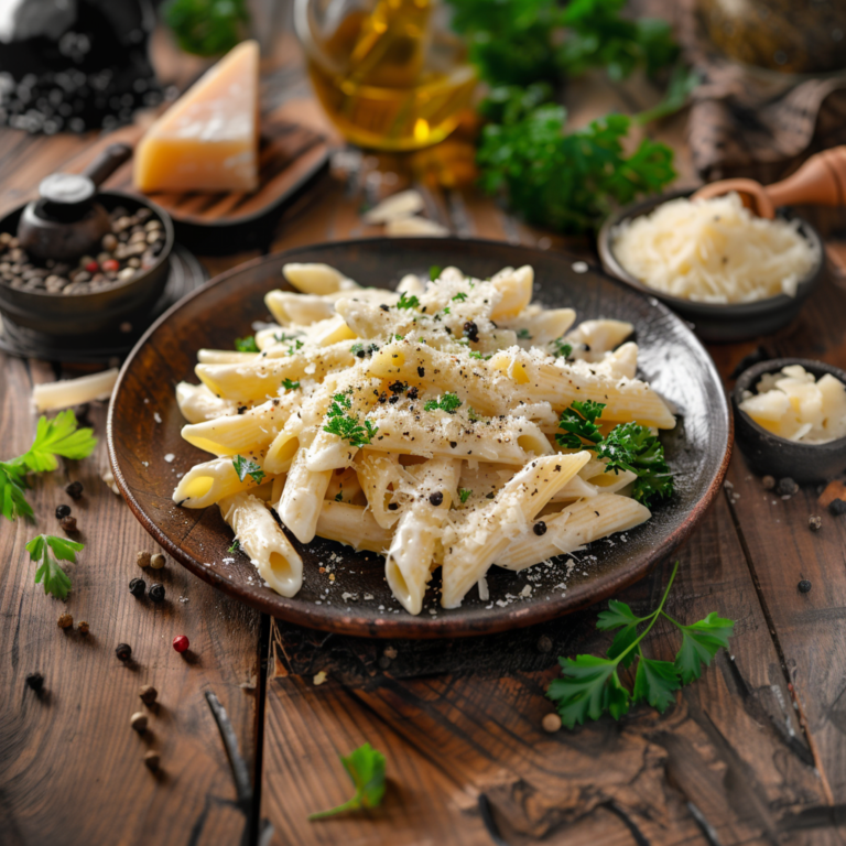 Пенне с сыром пекорино и черным перцем